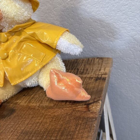 Commomwealth 2002 Yellow Duck Plush Stuffed Animal 16" Raincoat w/ Flower Used - Picture 4 of 10